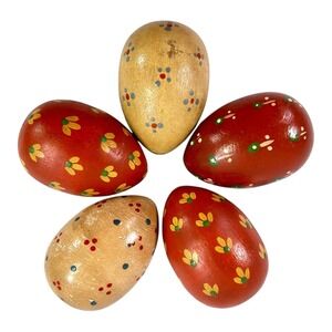 Set of 5 Hand Painted Easter Eggs Decorative Folk Art